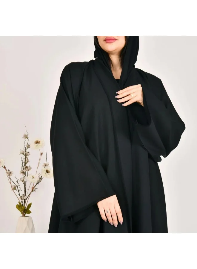 عبايات لمحة عباية لف سوداء كلوش بشراشيب على اطراف العباية والاكمام الواسعة
