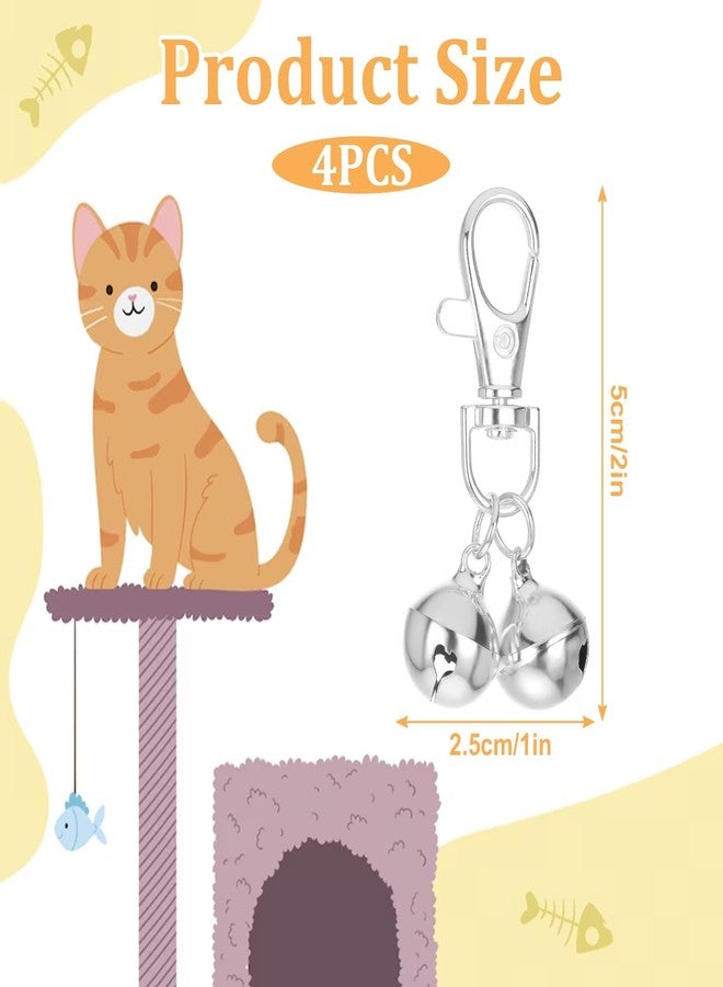 Tarini 4Pcs Dog Bells, Mini Pet Collar Bells, Silver Pet Pendant Accessories with Clips, Crisp Sound Pet Bells for Dogs Cats Collars Training and Daily Use - Image 2