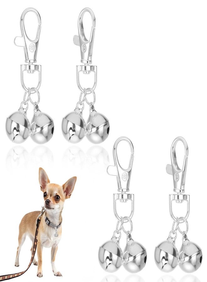 Tarini 4Pcs Dog Bells, Mini Pet Collar Bells, Silver Pet Pendant Accessories with Clips, Crisp Sound Pet Bells for Dogs Cats Collars Training and Daily Use - Image 1