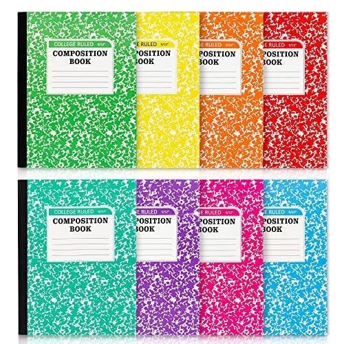 feela Composition Notebook, 8 Pack 8 Pastel Colors College Ruled Composition Books Bulk, Marble Cover Notepad Lined Cute Journal Notebooks for School Supplies Notes Taking Writing, 9.75 X 7.5 in - Image 1