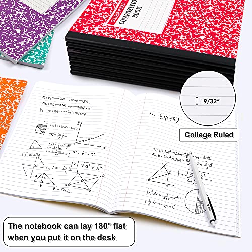 feela Composition Notebook, 8 Pack 8 Pastel Colors College Ruled Composition Books Bulk, Marble Cover Notepad Lined Cute Journal Notebooks for School Supplies Notes Taking Writing, 9.75 X 7.5 in - Image 2