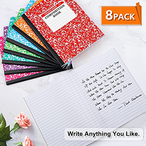 feela Composition Notebook, 8 Pack 8 Pastel Colors College Ruled Composition Books Bulk, Marble Cover Notepad Lined Cute Journal Notebooks for School Supplies Notes Taking Writing, 9.75 X 7.5 in - Image 4