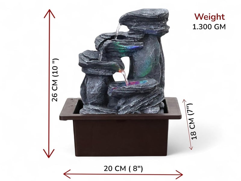 KridayKraft Rock Waterfall Design Table top Colour Changing Lights Fountain Polyresin Showpiece for Home Garden Living Room Decor Decoration Gift Items, 26 CM 1.3 kg - Image 2