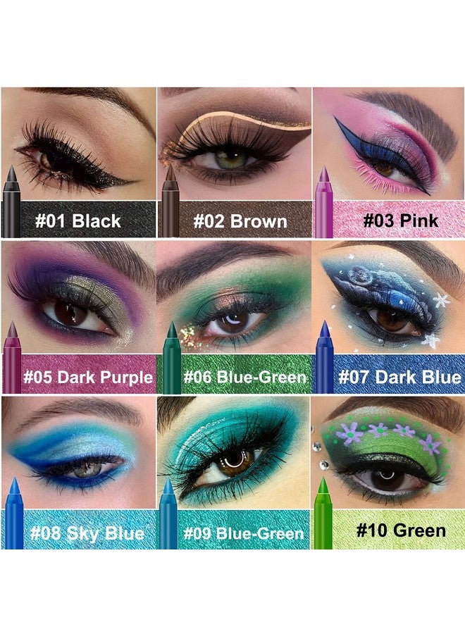 LemonSac 15 Colorful Eyeliner Pen Set Eye Shadow Pencil Pearl Eyeliner Kit Metallic Eyeliner Pencil Glitter Eyeliner For Women Eye&Lip Liner Professional Eye Makeup Set Colorful Eyeliner Eye Color - Image 3