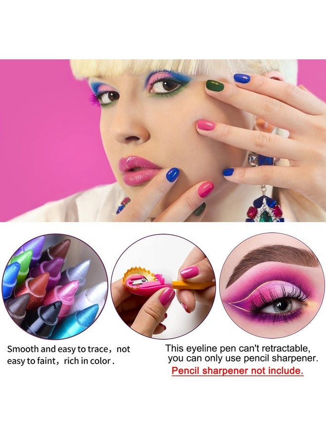 LemonSac 15 Colorful Eyeliner Pen Set Eye Shadow Pencil Pearl Eyeliner Kit Metallic Eyeliner Pencil Glitter Eyeliner For Women Eye&Lip Liner Professional Eye Makeup Set Colorful Eyeliner Eye Color - Image 5