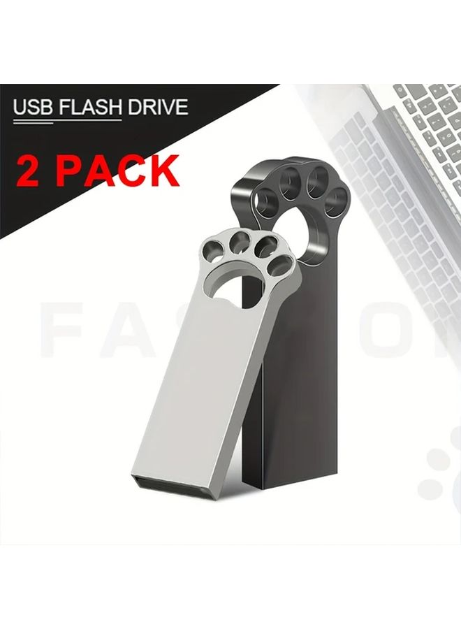 حزمة من محرك أقراص فلاش USB معدني فضي اللون بسعة 8 جيجابايت (قطعتان)، عالي السرعة، مناسب للحواسيب الشخصية والحواسيب المحمولة والأجهزة اللوحية والهواتف المحمولة. - Image 1
