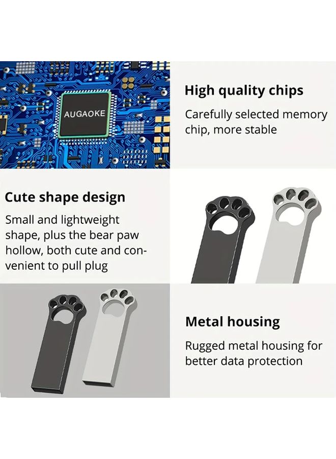 حزمة من محرك أقراص فلاش USB معدني فضي اللون بسعة 8 جيجابايت (قطعتان)، عالي السرعة، مناسب للحواسيب الشخصية والحواسيب المحمولة والأجهزة اللوحية والهواتف المحمولة. - Image 5