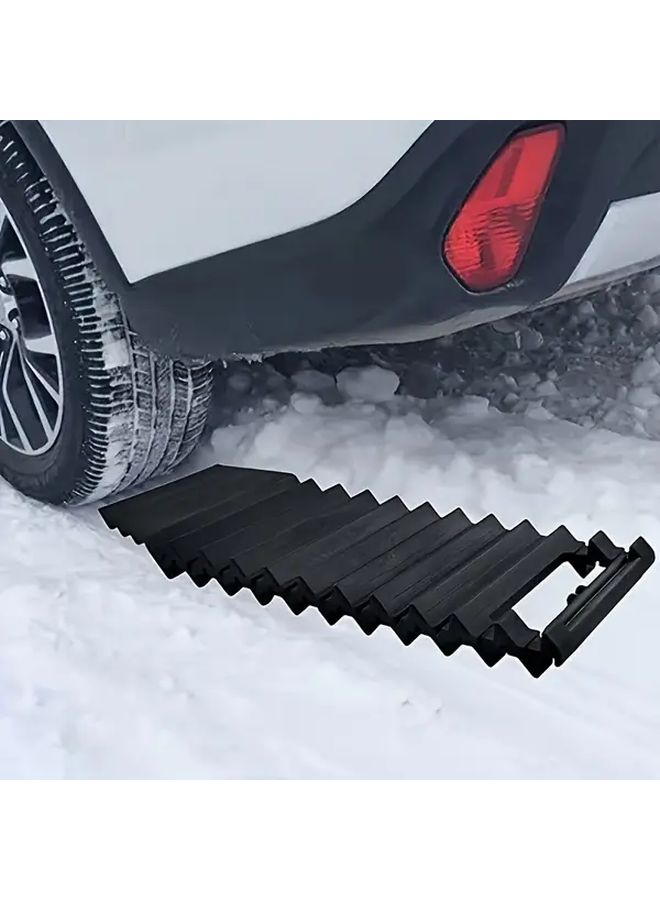 Black Multi-Functional Portable Rubber Non Slip Mat Emergency Traction Pad For Tire Repair Kit Ice Mud Sand Gravel Outdoor Rescue Board Car Tire Swamp And Desert - Image 2