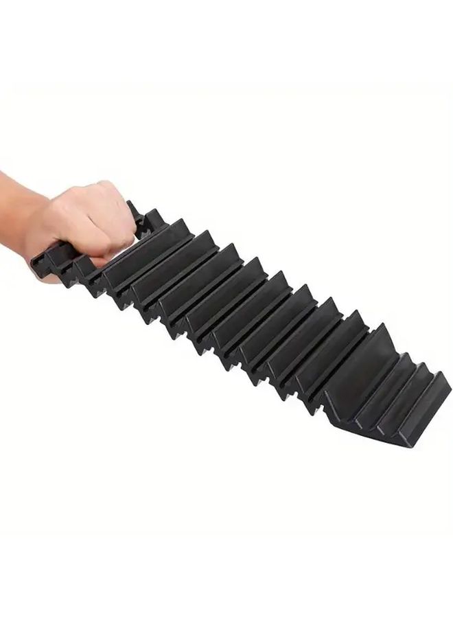 Black Multi-Functional Portable Rubber Non Slip Mat Emergency Traction Pad For Tire Repair Kit Ice Mud Sand Gravel Outdoor Rescue Board Car Tire Swamp And Desert - Image 1