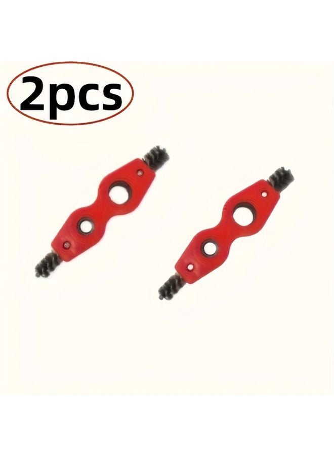 2pcs Heavy Duty Double Head Pipe Brush Steel Wire Deburring Rust Removal Cleaning - Image 1