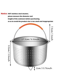 Y&D Sturdy Steamer Basket 304 Stainless Steel Insert with Silicone Handle Multifunctional Pressure Cooker Accessories for Steaming Vegetables Corn Eggs Rice Meat(3QT)  - Image 2