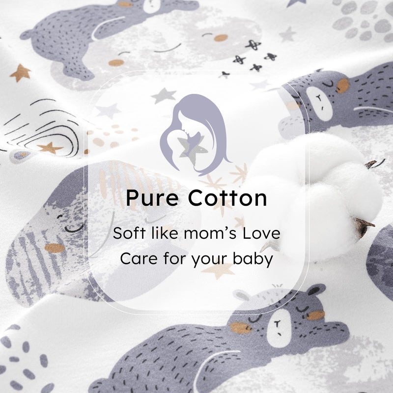FIEMOL Baby Sleep Sack 6-12 months, 100% Cotton Sleeping Sack for Newborn and Infant, 3 Pack Baby Wearable Blanket for Boy and Girl, 0.5 Tog Lightweight Double Zipper Sleep Bag Grey Moon Bear - Image 5