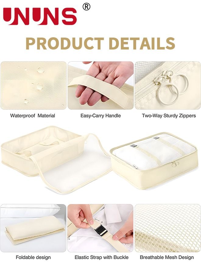 UNUNS Packing Cubes,8 Pack Travel Luggage Organizers Storage Bags For Travel,Various Sizes Packing Cubes For Suitcases,Travel Accessories Essentials,Light Travel Cubes For Carry On Suitcases,Beige - Image 4