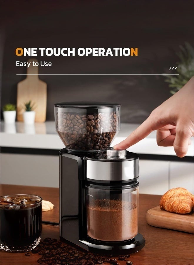 X spring Coffee Bean Grinder with 50-second adjustable electronic timer and 18 grind settings, settings for home/professional - Image 2