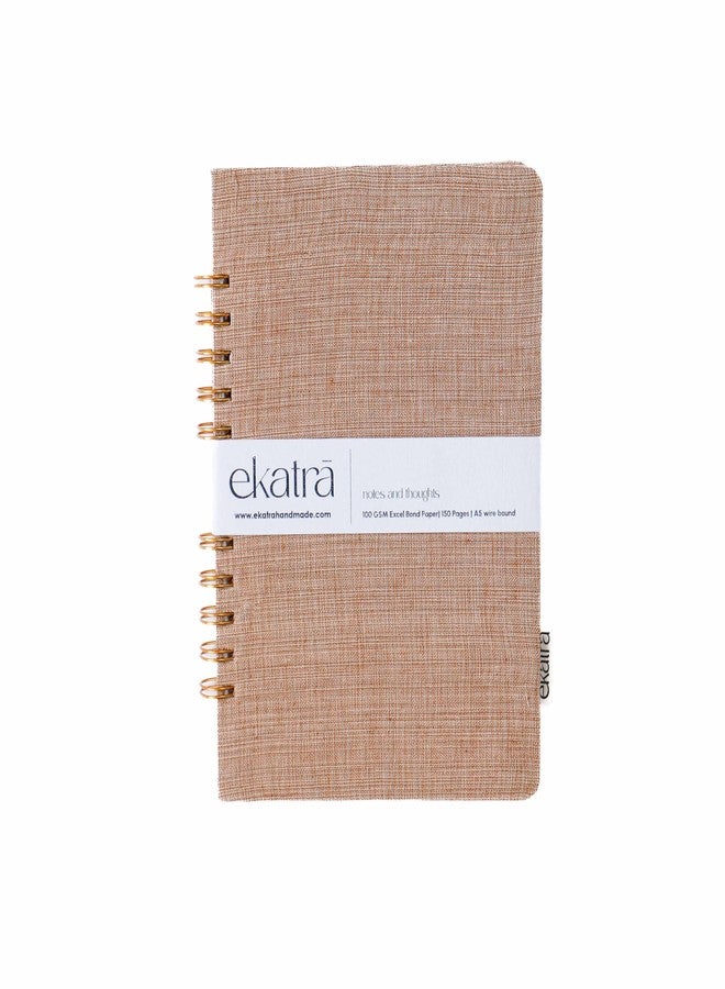 Ekatra A5 Ruled Journal | 150 Pages | Solid Beige Fabric Cover | Handcrafted Wire-Bound Notebook | 100 GSM Sustainable Paper | Spiral Diary for Notes, Work & Journaling - Image 1
