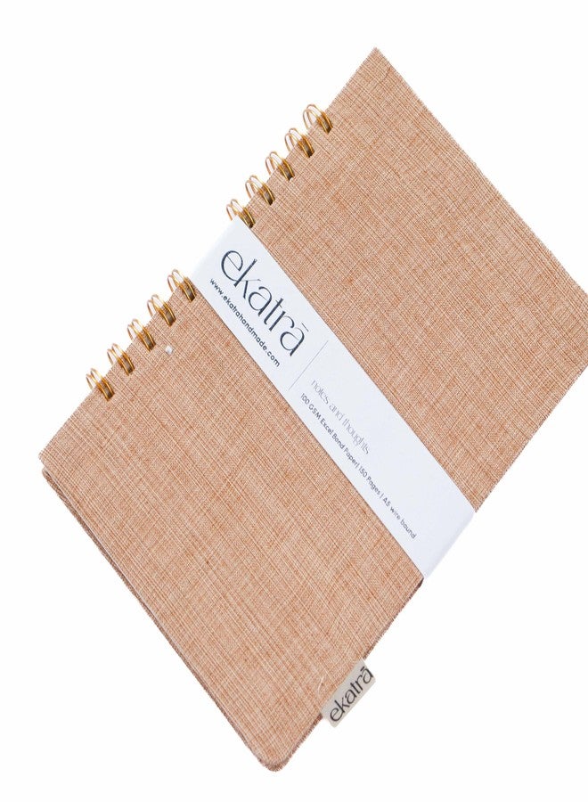 Ekatra A5 Ruled Journal | 150 Pages | Solid Beige Fabric Cover | Handcrafted Wire-Bound Notebook | 100 GSM Sustainable Paper | Spiral Diary for Notes, Work & Journaling - Image 5