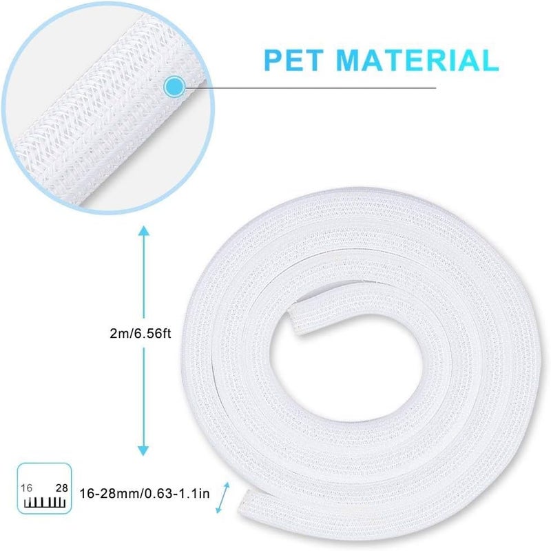 AGPTEK Adjustable 6.5ft/2m Braided Cable Sleeve, Wire Management Sleeve Hider for TV Desk PC Cable Wraps with Flame Retardancy Wires Organizer and Protector (White) - Image 2