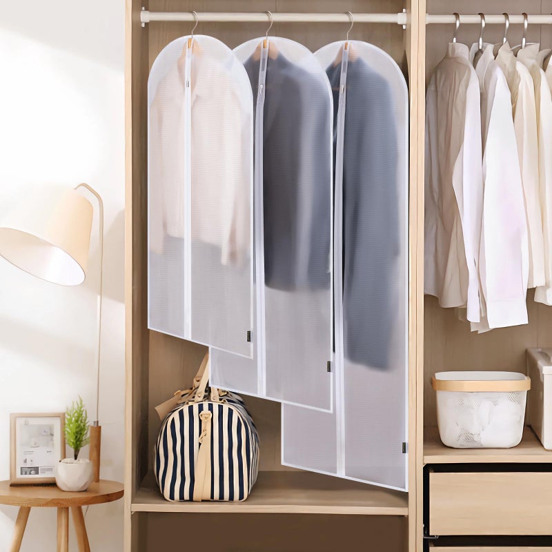 BALEINE 40'' Translucent Garment Bags, 2 Packs PEVA Dress Bag for Closet Clothes Dresses Suit Coats Storage (White, 2PK) - Image 5