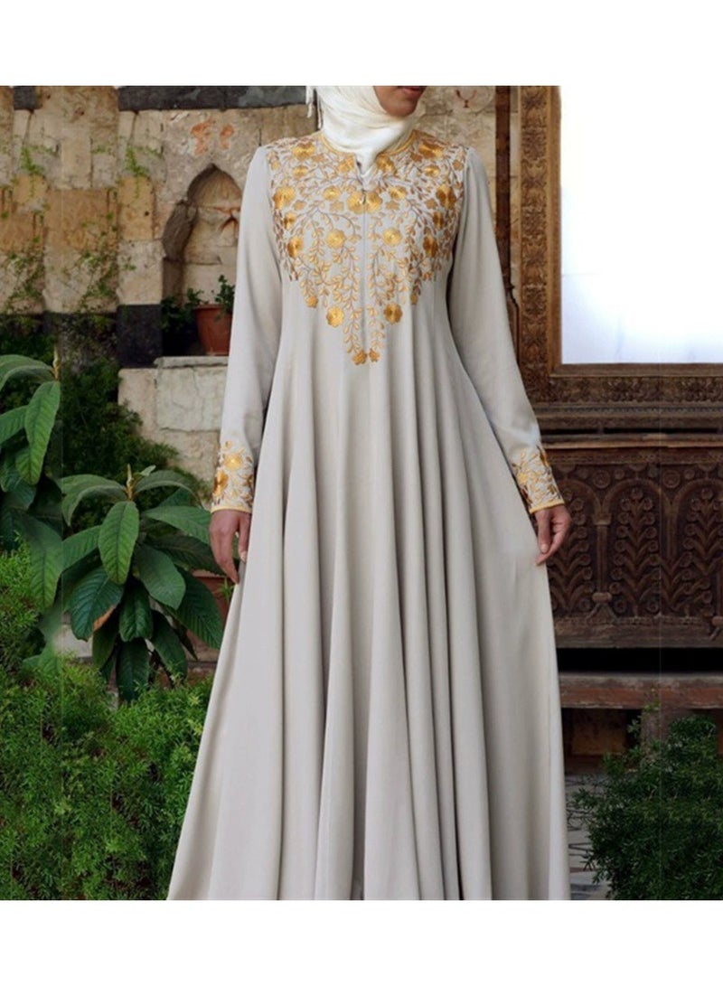 general عباءة طويلة بسيطة وأنيقة بتصميم عرقي مطبوع، فستان طويل - Image 1