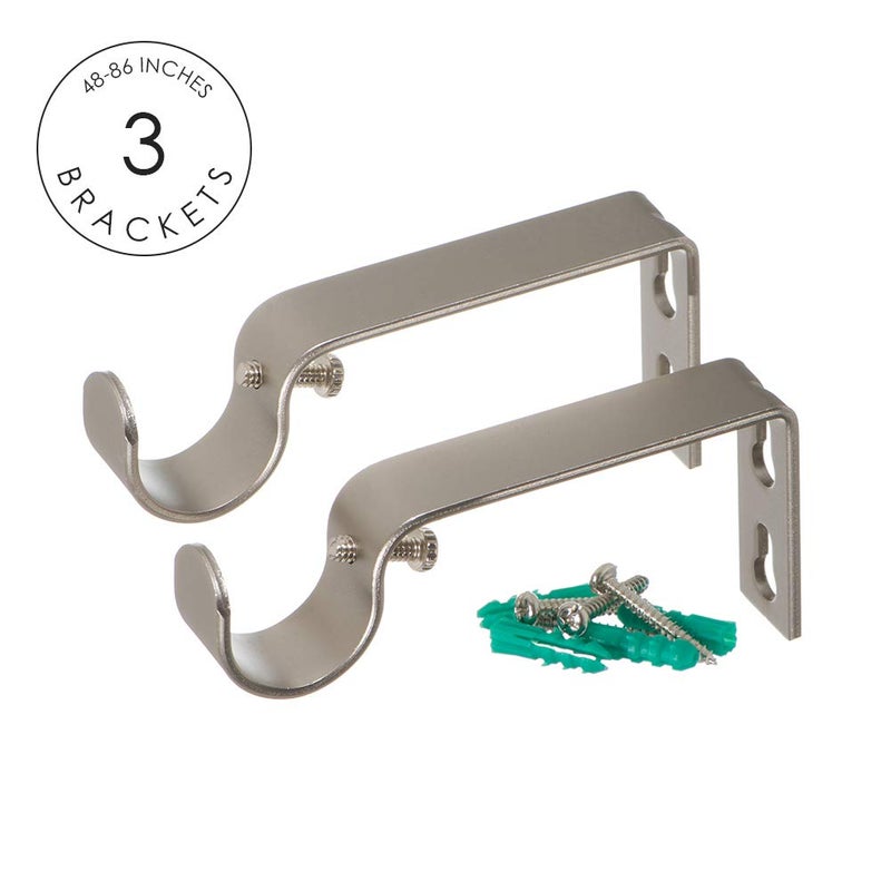 Ivilon Curtain Rod with Ball Finials - 1 inch Pole. 48 to 86 Inch. Satin Nickel - Image 2