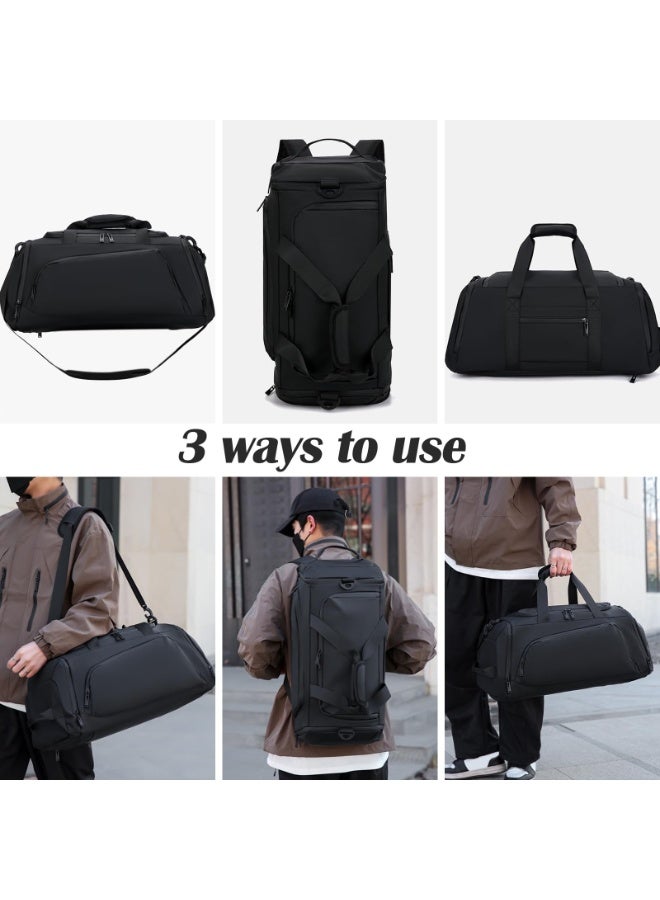 LumsAura 45L Large Sports Bag with 3 Carrying Ways, Training Bag with Wet Compartment, Shoe Compartment, Laptop Compartment, Hidden Shoulder Straps and Additional Shoulder Straps. Ideal for Travel, Fitness - Image 5