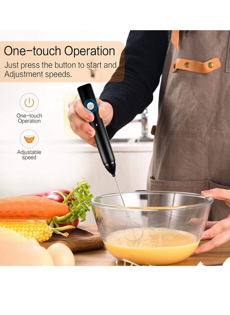 ELTRAZONE Handheld  3 In 1; Electric Foam Maker, Egg Beater, Drink Mixer. USB Rechargeable, Mini Blender For Coffee Latte Cappuccino Hot Chocolate, Black - Image 2