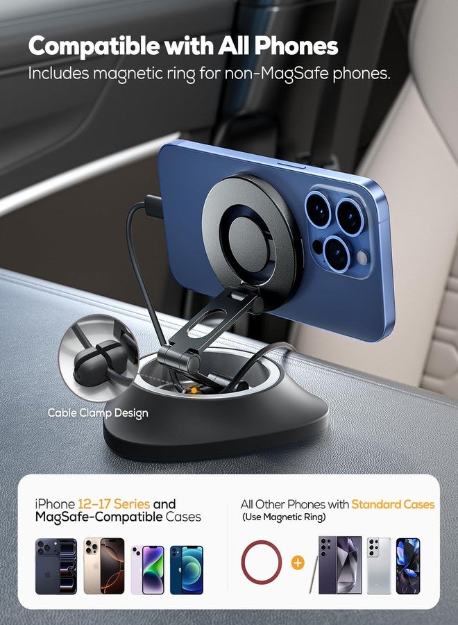 Nulaxy 2026 Upgraded Magsafe Car Mount for Dashboard, [Ultra-Stable & Strong] Car Phone Holder with Rotating Base, Foldable Magnetic Phone Holders for Your Car Compatible with iPhone 17 Pro Max - Image 5