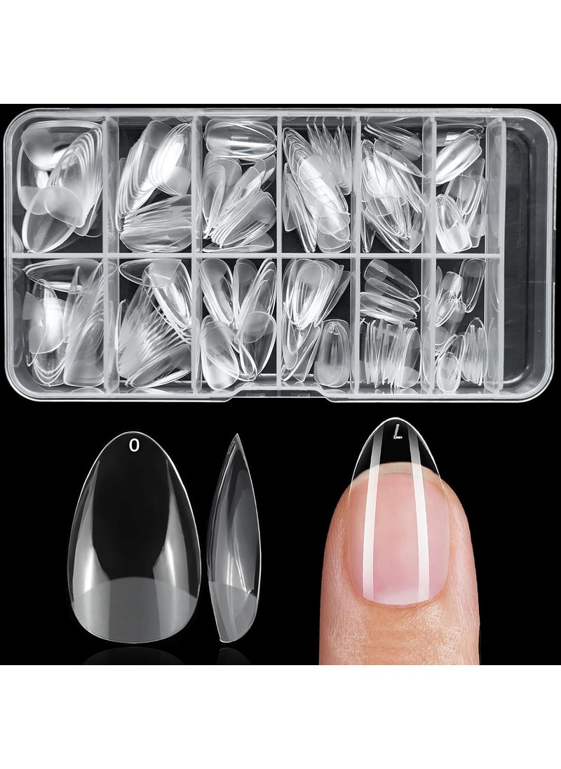 LifexTol - 240pc Almond Gel Nail Tips Short Fake Nails for Press on Nails Clear Acrylic Nails Tips, 12 Sizes Full Cover Nail tips Almond Soft Gel Nail Tips False Nails Extension Artificial Fingernail - Image 1