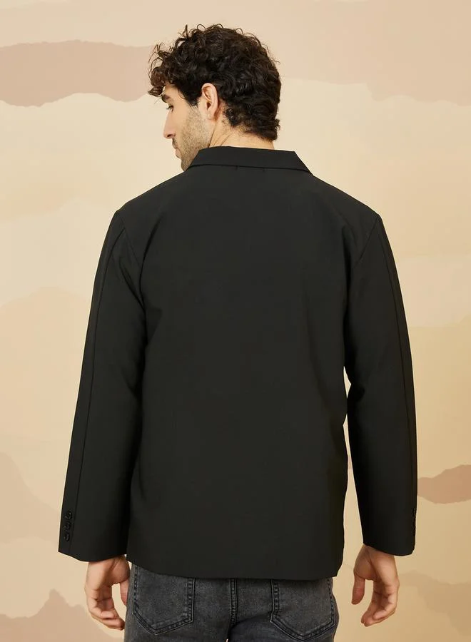 Styli Notch Lapel Oversized Blazer with Buttons