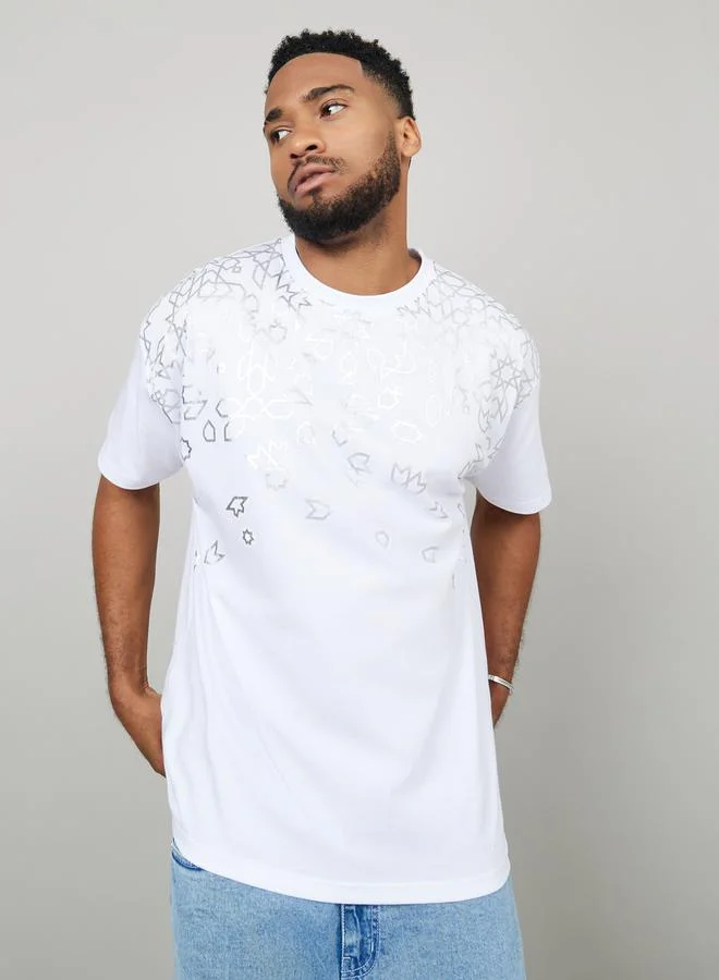 Styli Styli Geo Foil Placement Print Oversized T-Shirt