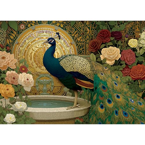 LAMPLIG 1000 Piece Puzzles for AdultsVictoria Rose Garden Jigsaw PuzzleVintage Peacock Puzzles 1000 PiecesCreative Games and Gifts Difficult Floral Puzzle Home Decor for Adults 275x195 11 Poster - Image 1