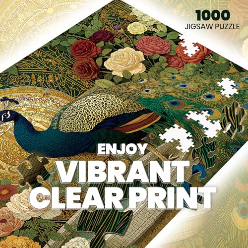 LAMPLIG 1000 Piece Puzzles for AdultsVictoria Rose Garden Jigsaw PuzzleVintage Peacock Puzzles 1000 PiecesCreative Games and Gifts Difficult Floral Puzzle Home Decor for Adults 275x195 11 Poster - Image 5