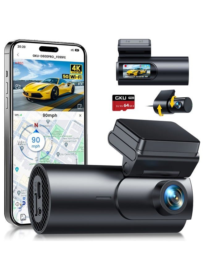 GKU Dashcam 4K WiFi GPS (D600PRO-US) - Image 1