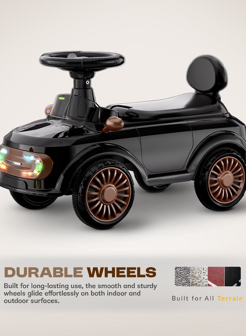 BAYBEE Mini Ride on Car for Kids with Music, Light & Parental Handle | Toddler Push Car Ride on Toys Car for Kids | Suitable for Babies to 1 to 3 Years Boys Girls Black - Image 4