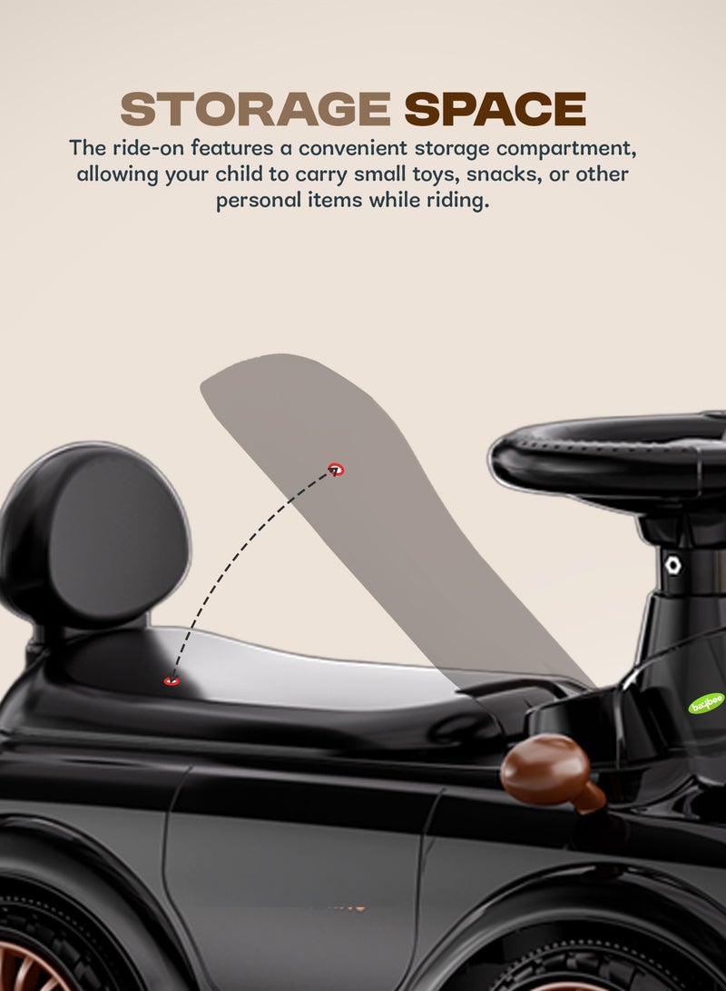 BAYBEE Mini Ride on Car for Kids with Music, Light & Parental Handle | Toddler Push Car Ride on Toys Car for Kids | Suitable for Babies to 1 to 3 Years Boys Girls Black - Image 5