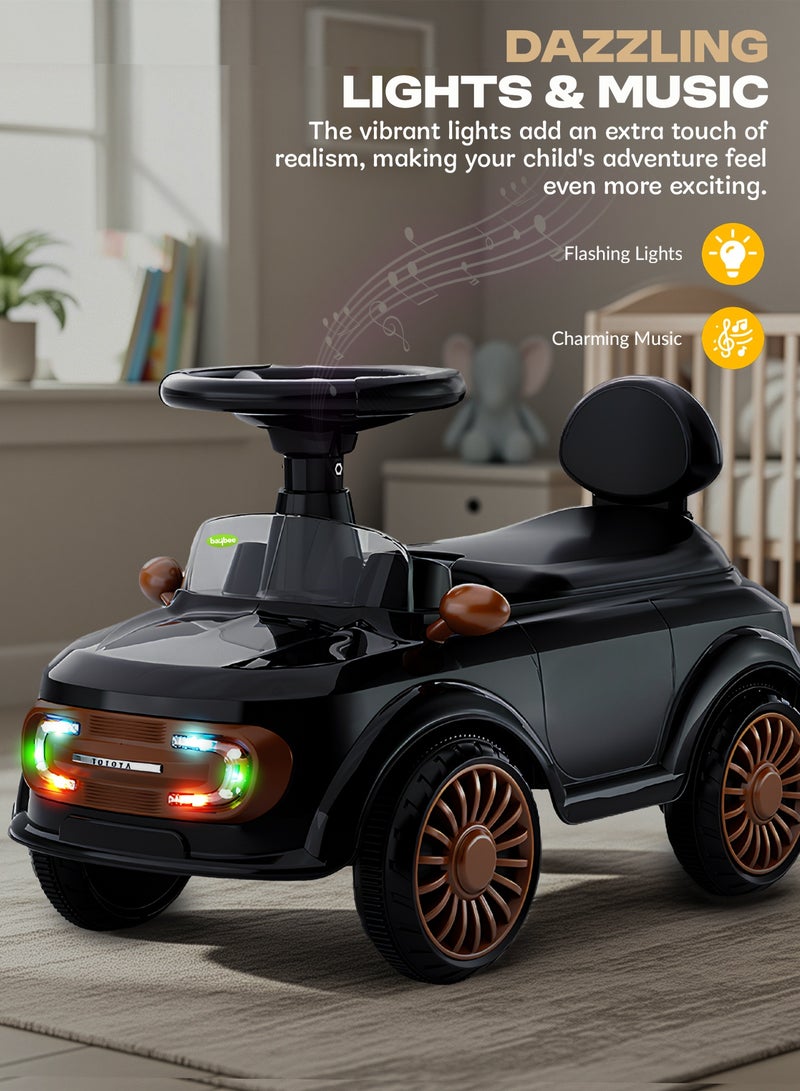 BAYBEE Mini Ride on Car for Kids with Music, Light & Parental Handle | Toddler Push Car Ride on Toys Car for Kids | Suitable for Babies to 1 to 3 Years Boys Girls Black - Image 3