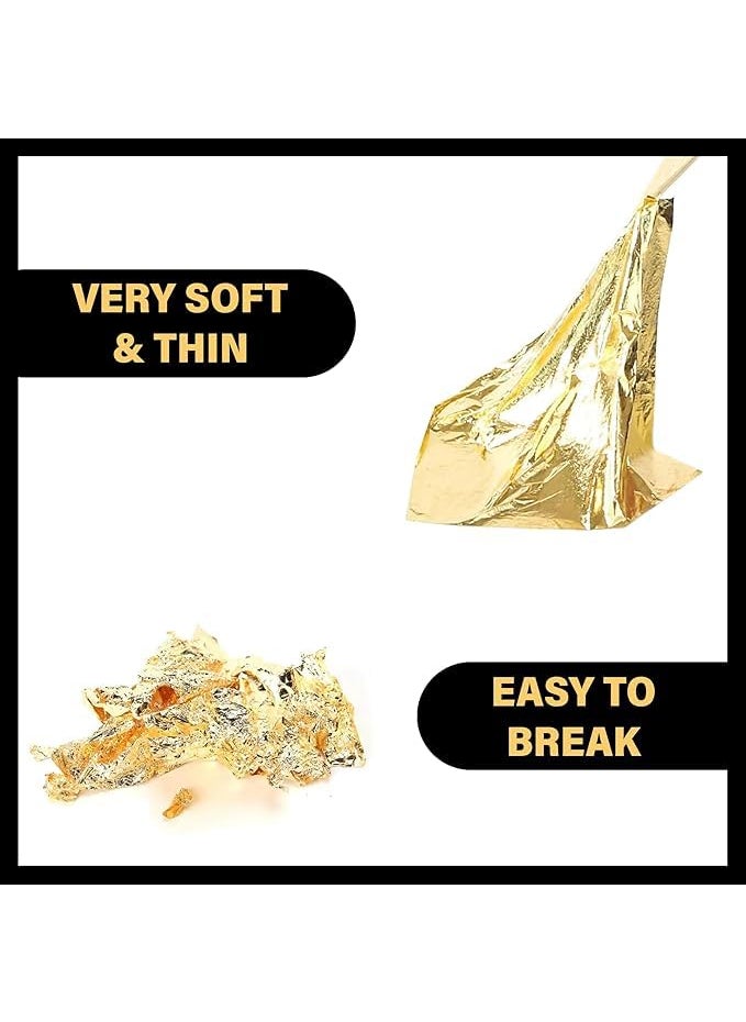 INDIAN GOLD AND SILVER LEAFING HUB IGLH Gold Leaf Sheets 100 Sheets 8x8 cm Imitation Gold Foil for Gilding Art Craft DIY Projects Resin Art Decoration Crafting Paintings Nail DecoFurniture Size 315 335 inhches  - Image 2