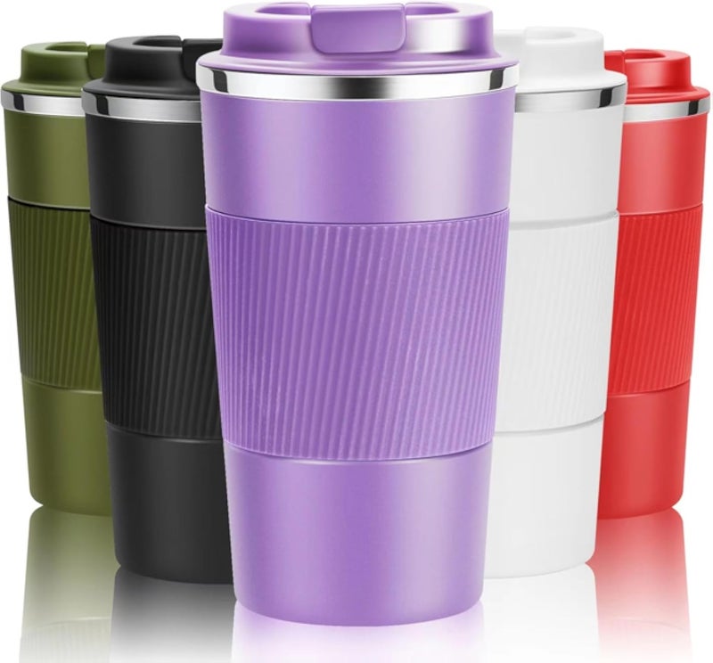 YINJOYI Travel Mug Reusable Coffee Cups Thermal Insulated Vacuum Stainless Steel Tumbler for Hot Cold Drinks (Purple, 380ml)