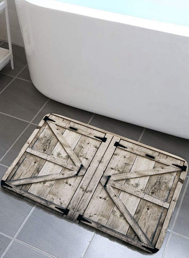 NYMB Rustic Wooden Vintage Wood Bath Rug, Garage Cabin Farmhouse Wooden Non-Slip Floor Entryways Outdoor Indoor Front Door Mat, Country Barn Door Bath Mat Bathroom Rugs, (17X29) - Image 1