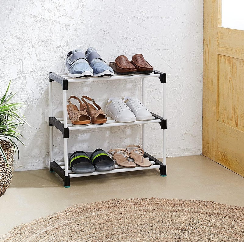 Demark DEMARK Premium Multipurpose Portable Metal Shoe Rack for Home Storage, Easy to Move & Assemble (Random Colour-3 Shelves) - Image 2