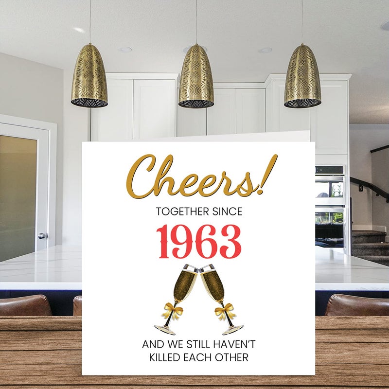 Stuff4 Funny 62nd Anniversary Card for Husband Wife - Together Since 1963 - Happy 62nd Wedding Anniversary Cards for Partner  I Love You Gifts  5.7 x 5.7 Inch Greeting Cards for Sixty-Second Anniversaries - Image 3