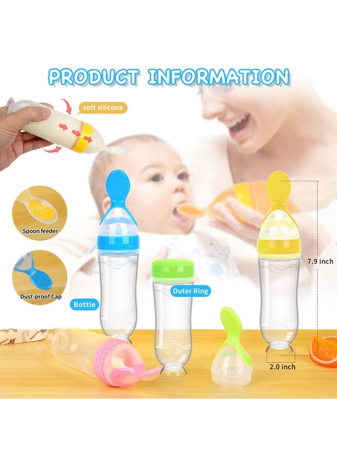 WAJIAYON Baby Food Feeder 4 Pack Silicone Baby Food Dispensing Spoonwajiayon 3 Oz Squeeze Feeding Spoons With Suction Cup For Boys Girl Kids Toddlers Self Feeding Bottle Spoon - Image 3