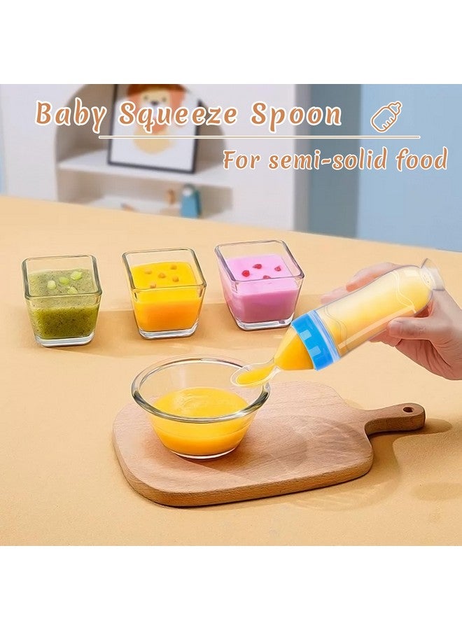 WAJIAYON Baby Food Feeder 4 Pack Silicone Baby Food Dispensing Spoonwajiayon 3 Oz Squeeze Feeding Spoons With Suction Cup For Boys Girl Kids Toddlers Self Feeding Bottle Spoon - Image 4