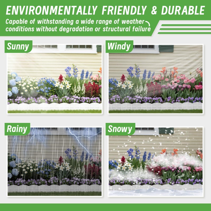 AMURS 20Pcs Garden Edging Border Landscape Edging Lawn Garden Fence Decorative Landscape Border 20Ft Length Landscaping with 20 Pcs Stakes for Lawn Flower Bed Yard White - Image 4