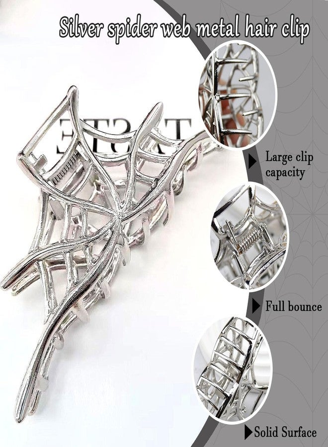 AUOCATTAIL Halloween Hair Clips 3Pcs Spider Web Hair Clips Gothic Metal Claw Clips Strong Hold Nonslip for Thick or Thin Hair, Halloween Jaw Clips Accessories for Women - Image 2