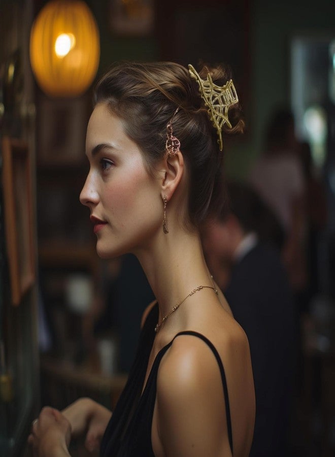 AUOCATTAIL Halloween Hair Clips 3Pcs Spider Web Hair Clips Gothic Metal Claw Clips Strong Hold Nonslip for Thick or Thin Hair, Halloween Jaw Clips Accessories for Women - Image 5