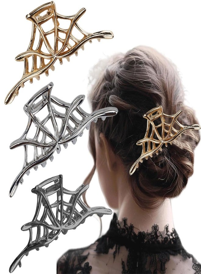 AUOCATTAIL Halloween Hair Clips 3Pcs Spider Web Hair Clips Gothic Metal Claw Clips Strong Hold Nonslip for Thick or Thin Hair, Halloween Jaw Clips Accessories for Women - Image 1