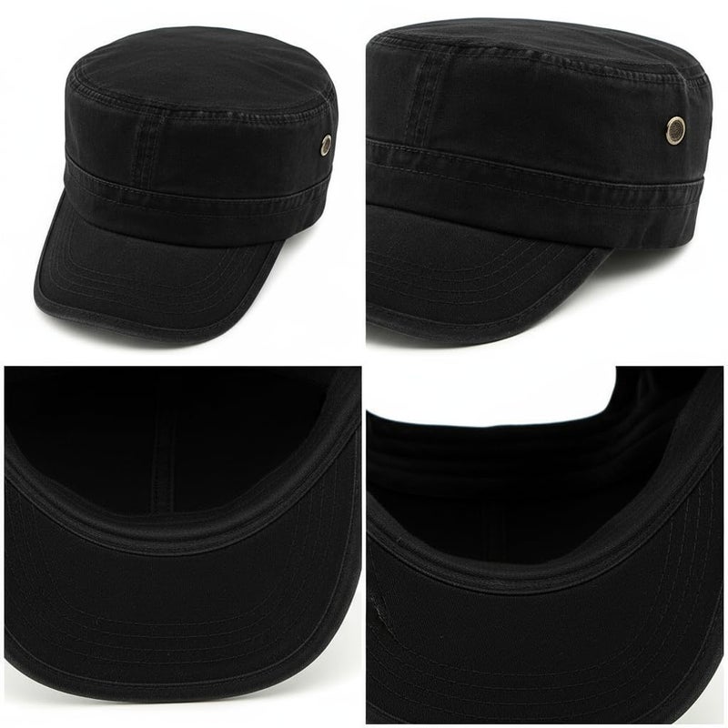 PTDTSHOU Army Cadet Cap for Men Women Military Flat Top Cap Adjustable Cotton Basic Baseball Cap - Image 4