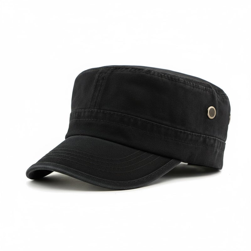 PTDTSHOU Army Cadet Cap for Men Women Military Flat Top Cap Adjustable Cotton Basic Baseball Cap - Image 1