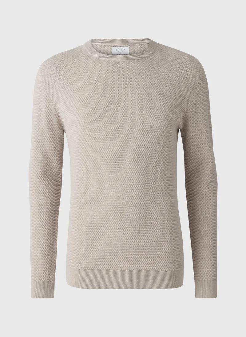 ماتلان Ecru Textured Crew Neck Jumper